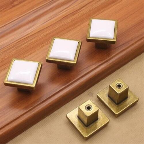 White Square Ceramic Knob / Dresser Knobs Cabinet Pulls Knobs/Unique Kitchen Door Handle Knob Furniture Hardware