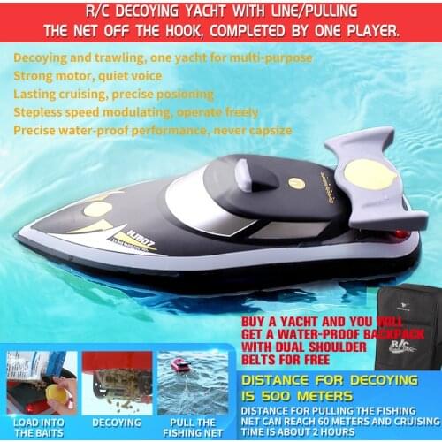 Fishing RC Boat Pull Net Boat 2In1 Rechargeable 2.4GHz 7km/h Remote Control Smart Fish Finder Ship Baiting Feed Speedboat /50