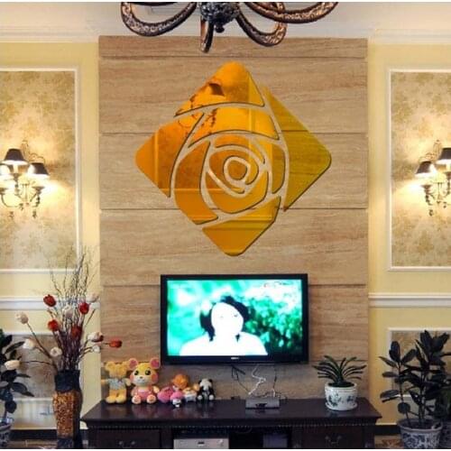 JM087 Rose Flower DIY Home Decoration European Style Self Adhesive Mirror Wall Sticker