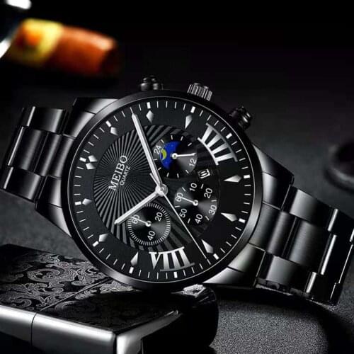 Best-selling Mens Stainless Steel Watches Luxury Famous Brand Men Mesh Calendar Watch Men Business Quartz Watch Reloj Hombre