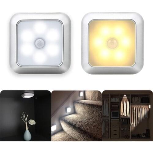 Intelligent LED Motion Sensor Night Light Battery Powered Bathroom Bedside Lamps Corridor Staircase Cabinet Household Wall Lamp