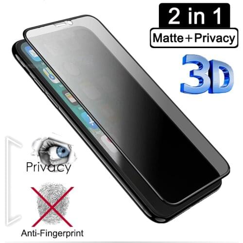 3D Anti Spy + Matte Frosted Tempered Glass for iPhone X XS XR 11 12 Pro MAX 6 6s 7 8 Plus Anti Peeping Privacy Screen Protector