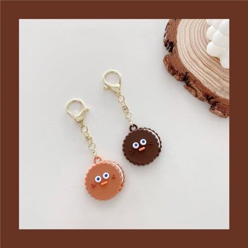 Protective Cover For Airtag Cute Biscuit Soft Silicone Sleeve For Apple Locator Tracker Anti-lost Case Keyring Accessories