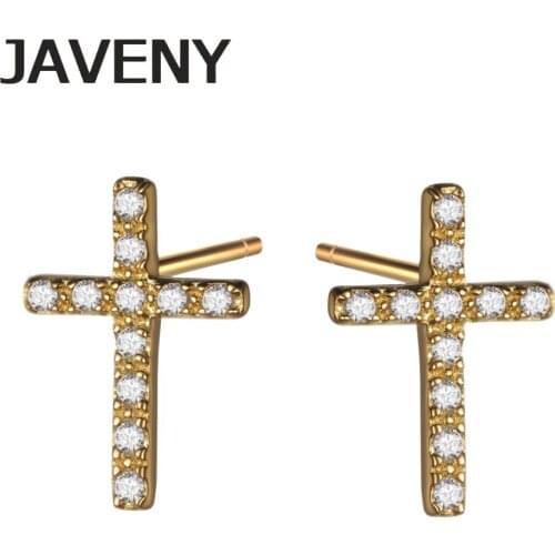 Fine Jewelry 925 Sterling Silver CZ Cubic Zirconia Cross Wedding Bridal Stud Earrings For Women Mothers Birthday Christmas Gifts