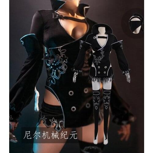 Game NieR:Automata 2B Cosplay Costume Women Heroine Black Sexy Dress Halloween Party Uniform Outfit Custom Made