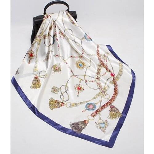 Fashion Women Scarf High Quality 100% Silk Satin Shawl Square Head Scarves Shawl Print Wraps Scarf 2019 NEW Luxury Brand Scarves