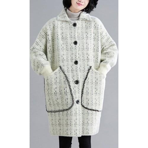 Plus size women Classic coat Mink cashmere sweater Winter Outerwear Long sleeve Woolen coat female Loose Elegant womens coats