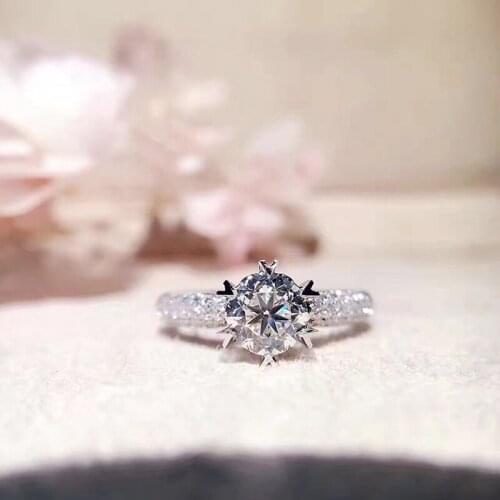 YINHED Genuine 925 Sterling Silver Wedding Rings for Women Sparkling 1 Carat Cubic Zircon CZ Engagement Ring Fine Jewelry ZR504