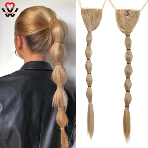 Golden Synthetic Drawstring Bubble Ponytail Lantern Pony tail Hair Clip Hair Extension Hairpin Blonde For Women False Hair
