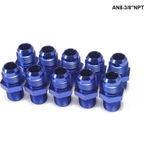 10PCS/LOT Adaptor Aluminum Car Fittings For Braided Lines (Hoses) - Fuel/Oil/Gas/Water/Fluid/Air AN8-3/8''NPT