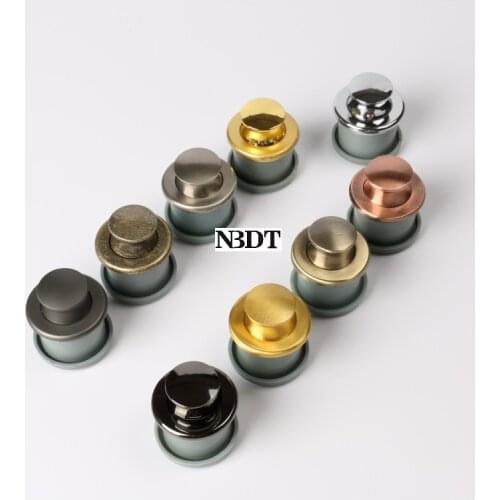 10Pcs/Lot Round Press Push Pup Up Button Knob RV Motor Cupboard Drawer Cabinet Caravan Antique Bronze Gold Matte Black Hidden