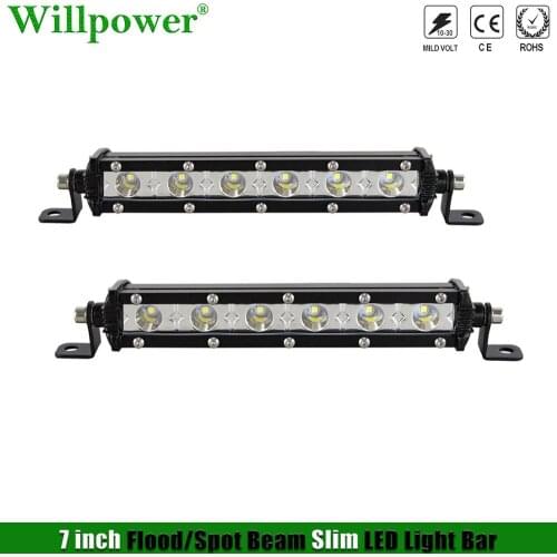 2x Offroad Car 7" Slim LED Fog Light Bar For Jeep 4WD UTV ATV Off Road 4x4 Truck Pickup SUV Spotlight Flood Driving Back Up Lamp