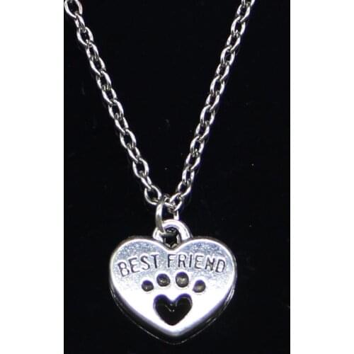 20pcs New Fashion Necklace 14x15mm heart best friend Pendants Short Long Women Men Colar Gift Jewelry Choker