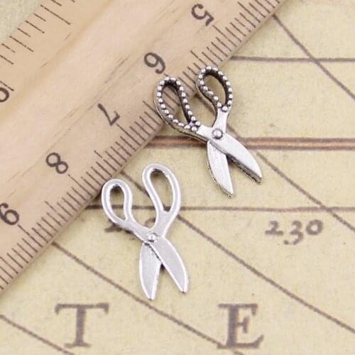 30pcs Charms Scissors 19x11mm Tibetan Bronze Silver Color Pendants Antique Jewelry Making DIY Handmade Craft