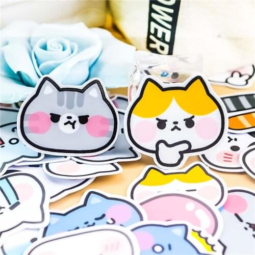 40pcs cute Color cat stickers DIY For Snowboard Luggage Car Fridge Styling Laptop Stickers DIY craft photo albums Waterproof