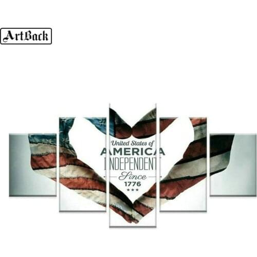 5 spell diy diamond painting hands heart pattern USA 1776 full square drill mosaic artwork 3d round embroidery stickers