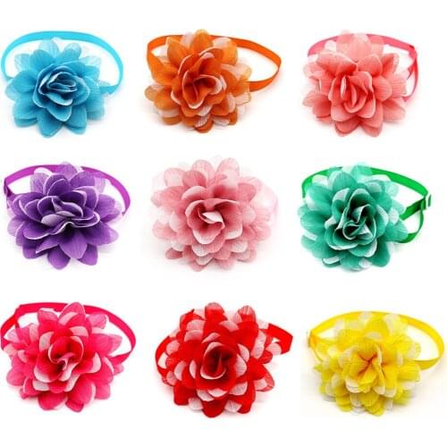 50 X Pet Dog Grooming Accessories Colorful Flower Dog Bow Ties Adjustable Puppy Collar Bow Ties Dog Pet Supplies Dog Accessoires
