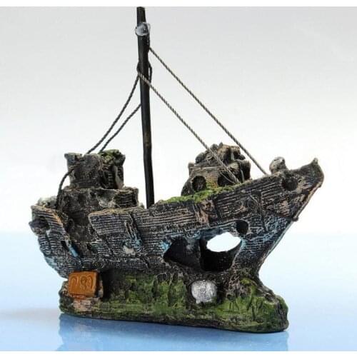 Aquarium Fish Tank Pirate Ship Decoration Resin Shipwreck Landscape Decoration Aquarium Accessories Decoration Pet Supplies