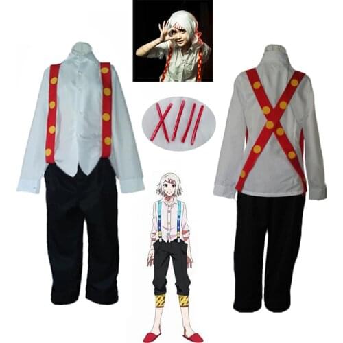 White Juzo Suzuya Rei Tokyo Ghoul Tokyo Guru Cosplay Cos Costume Juuzou Suzuya Full Set Wig Hairpin