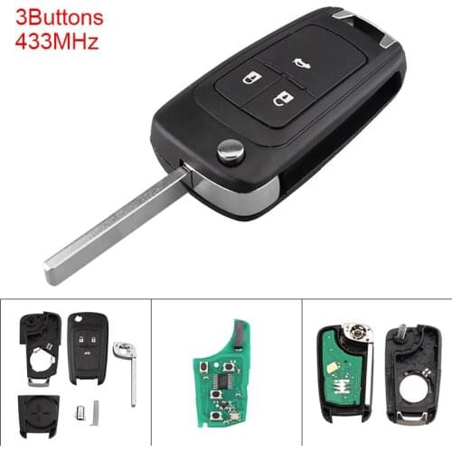 3 Buttons 434MHz Keyless Uncut Flip Remote Key Fob with ID46 Chip for 2010-2015 Astra J/2014-2016 Corsa E/2009-2015 Insignia