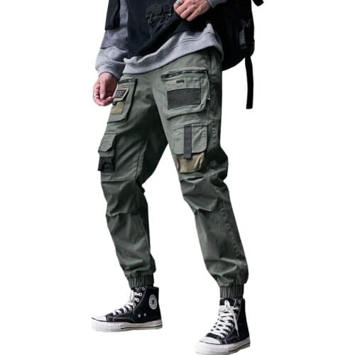Men Streetwear Pants Side Pockets Man Cargo Pants Solid Sweatpants Male Hip Hop Track Pants Cotton Trousers