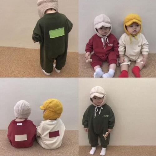 Baby Romper Kids Clothes Long Sleeves Cotton Pajamas Baby Overalls Contrast Patch Boy Girls Clothes Footies Spring Autumn Romper