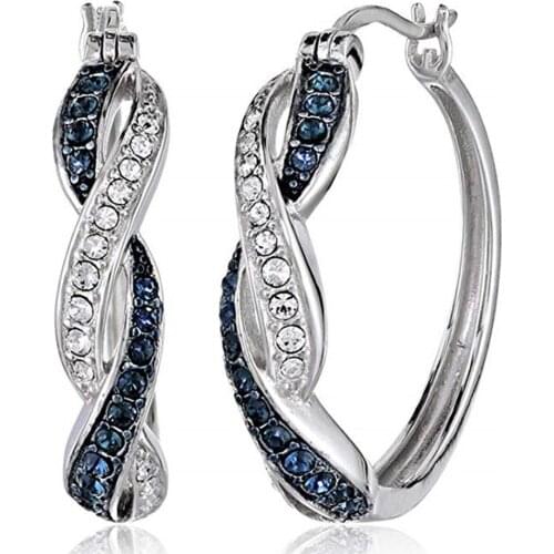 Two-tone Fashion Women Alloy Rhinestone Ear Hoop Earrings Jewelry Accessory Gift female hot style Wedding accessories Gift