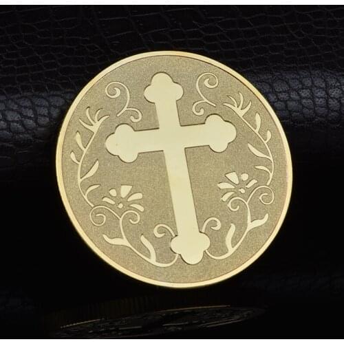 Christian Cross Gold Plated Silver Plated Frosted Metal Commemorative Coin