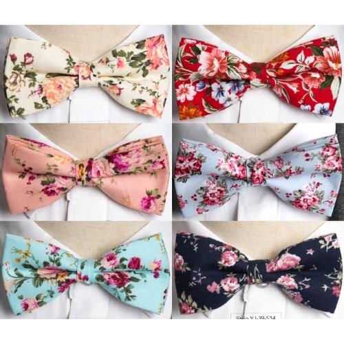 IHGSNMB Bowtie Fashion Floral Bow Tie Wedding Bowtie Cotton Ties for Men Pajaritas Cravat Business Bowties Female Male Necktie