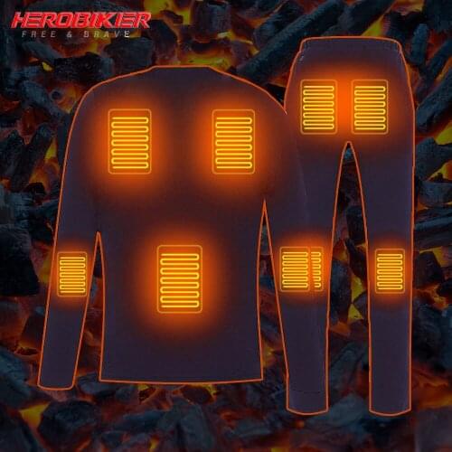 HEROBIKER Men Women Jacket Motorcycle Electric Heating Jacket Electric USB Thermal Underwear Set Keep Warm for Autumn Winter