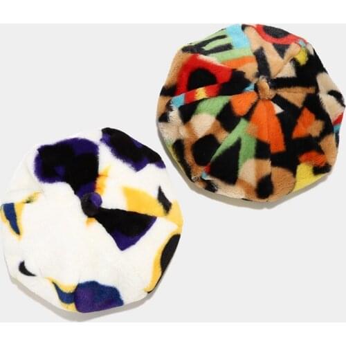 Ldslyjr 2020 Winter Graffiti Print Newsboy Caps Cotton Flat Peaked Cap Girl and Women Painter Beret Hats 22