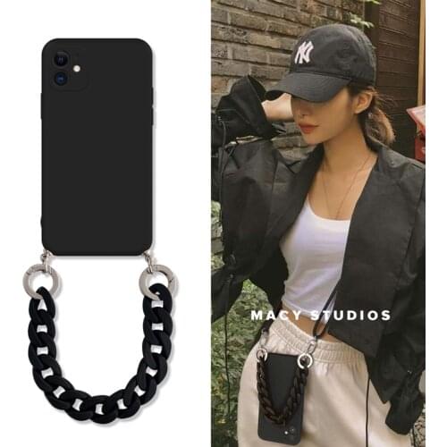 Light Luxury Simple Messenger Necklace Lanyard Silicone Case for iphone 11 Pro Max 12 Pro Max MiNi XR X XS 7 8 plus SE 2020cover