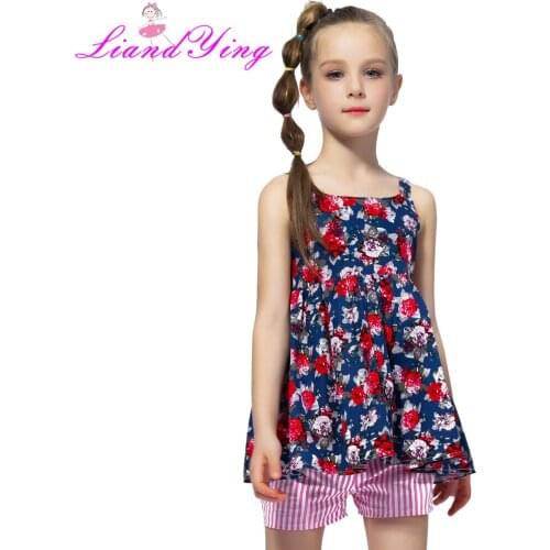 2019 Summer Girls Clothing Sets Cotton Vest Two-piece Sleeveles T-shirt+ Pants Children Sets Casual Fashion Girls Clothes Suit