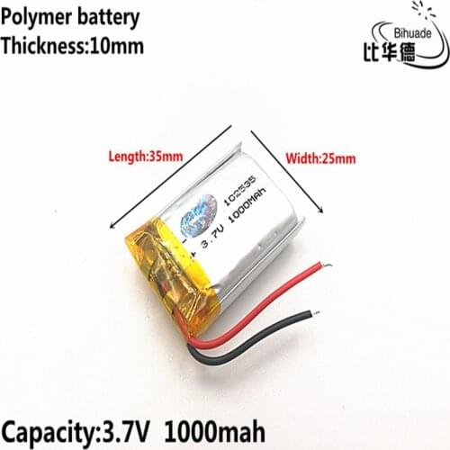 Liter energy battery Good Qulity 3.7V,1000mAH 102535 Polymer lithium ion / Li-ion battery for tablet pc BANK,GPS,mp3,mp4