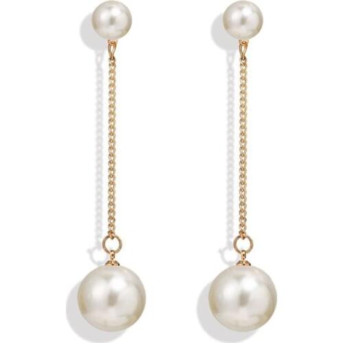 Fashion Korean Simulation Pearl Long Earrings Female White Round Pearl Wedding Pendant Earrings Jewelry Earrings jwellery women