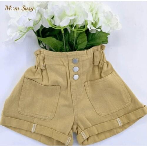 Fashion Baby Girl Casual Jean Shorts Button High Waist Infant Toddler Child Cotton Scanties Trousers Summer Baby Clothes 1-10Y