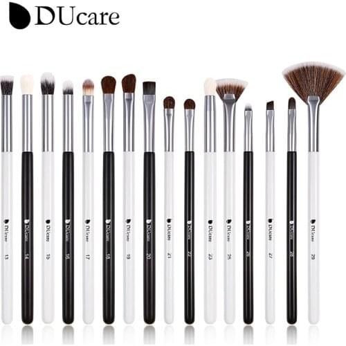 DUcare Professional Makeup Brushes Set 16pcs Black/White Eye Shadow Make up Brush Eye Liner Natural-synthetic hair