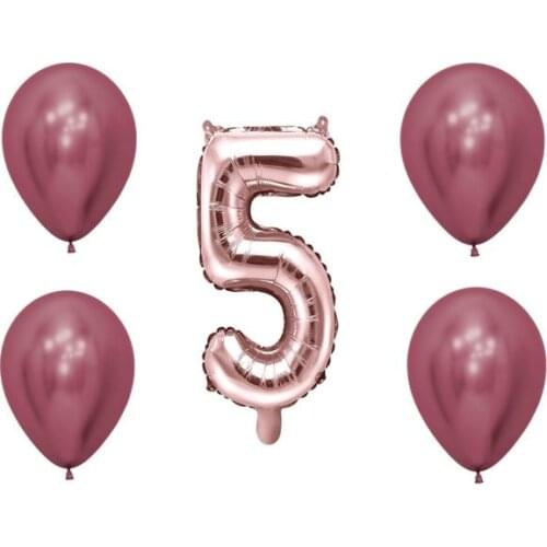 Lot of balloons 5 birthday/anniversary 5 balloons a balloon number 5 rose gold XXL 100 cm 4 balloons pink Chrome 90 cm natu rubber