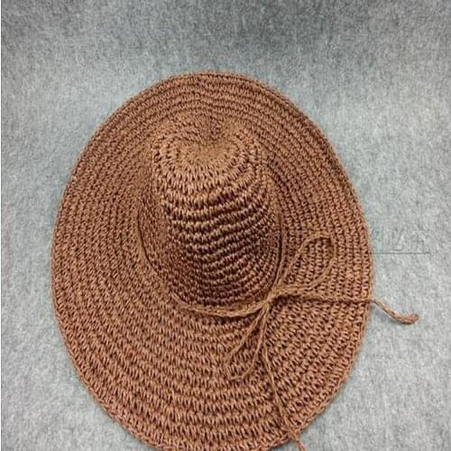 New Ladies Sun Hat For Women Bowknot Raffia Straw Hat Foldable Summer Hat Wide Brim Beach Hat Female Chapeau