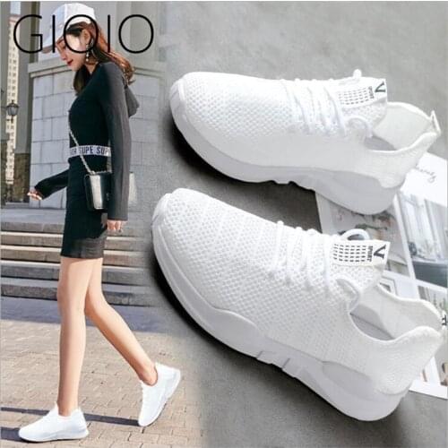 2021 new sports shoes lightweight wear-resistant non-slip white shoes fashion all-match breathable woven mesh womens shoes36-41