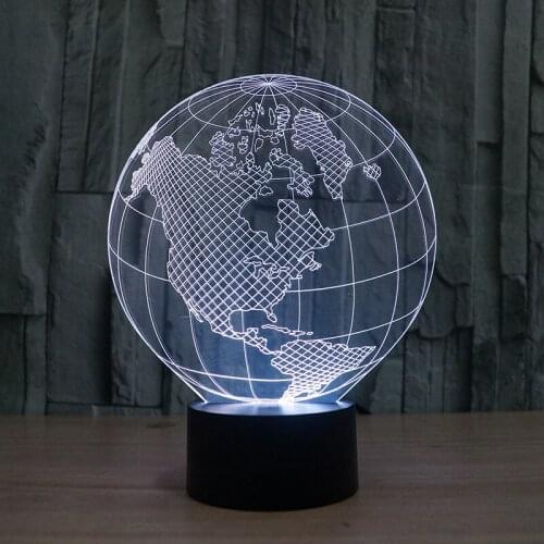 Novelty Product Earth Acrylic 3d Night Light 7 color change Creative Gift Led Lamp Lovely cartoon childrens toys