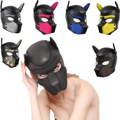 New Men Women Cosplay Mask Obedient Puppy SM Sexy Girl lass Rubber Masks Role Play Sex Dog Full Head Helmet Soft Latex Mask 2019