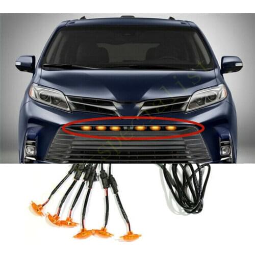 NEW Fit For Toyota Sienna 2018-21 Front Grille LED Light Raptor Grill Trim Cover 6PCS car accessories