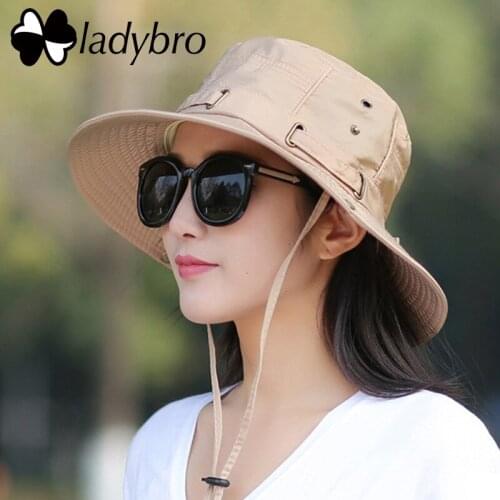 Ladybro Women Bucket Hat Summer Wide Brim Sun Hat Men Fishing Hat Breathable UV Protection Female Male Outdoor Hats For Men