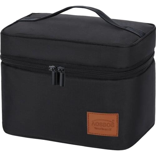 Aosbos Portable Food Picnic Cooler Box bag Black Insulated Daily Lunch Bags Fashion Thermal Storage Tote Bag for Women Men