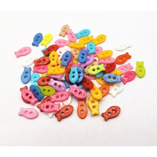 200pcs Plastic 7x14mm Mixed Mini Fish Shaped Clothing Buttons Embellishments Handmade Sewing Scrapbooking Accessories