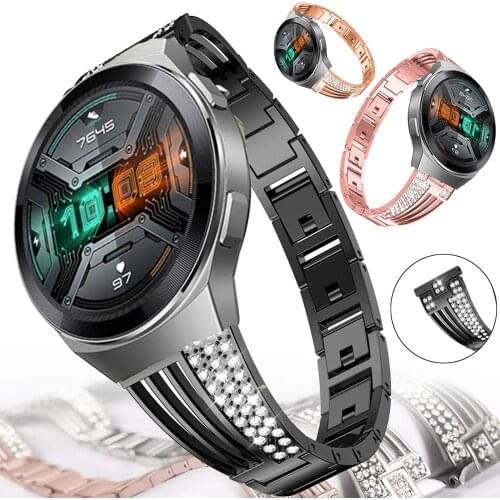 For Huawei Watch GT 2E Strap GT 2 Pro gt2 gt2e Stainless Steel Band Alloy Metal Replacement Rhinestone Bracelet 22mm Watch band