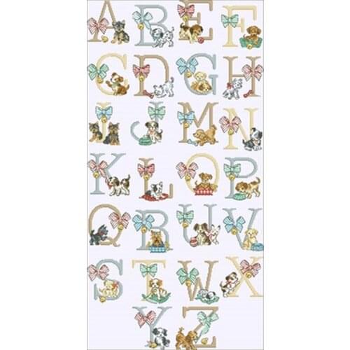 Puppy alphabet illustration patterns Counted Cross Stitch 11CT 14CT DIY Cross Stitch Kits Embroidery Needlework Sets home decor