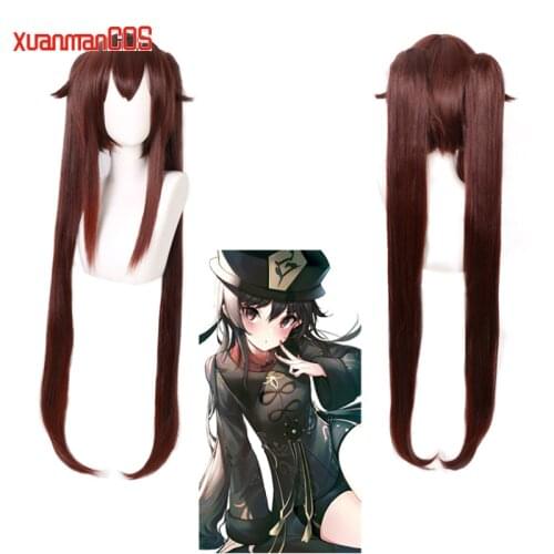 Anime Genshin Impact Hutao Cosplay Hair Heat Halloween Resistant Synthetic Wigs
