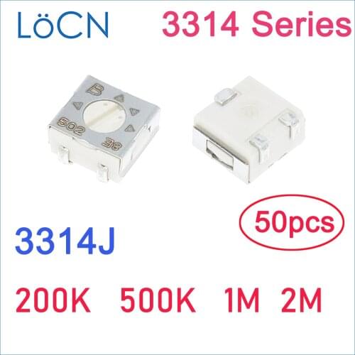 50PCS 3314J 4*4 200K 500K 1M 2M SMD Trim Pot Trimmer Potentiometer 3314J-1-105E 3314J-1-205E precise Variable resistor BOURNS